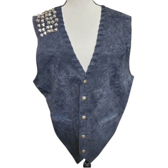 Stefano Man Other - Vintage 1980's Stefano Man Studded Leather Vest Size M Lined Black